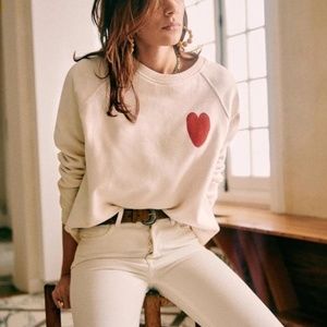 Heart Sweatshirt - Sezane x Bobo Choses - Creme/Rouge Size M